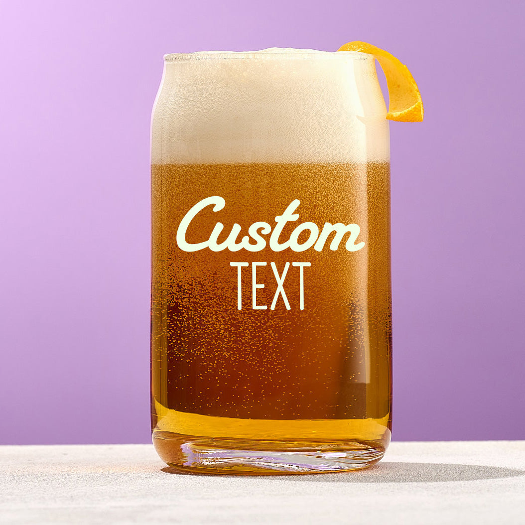 Custom Text Beer Can Glass