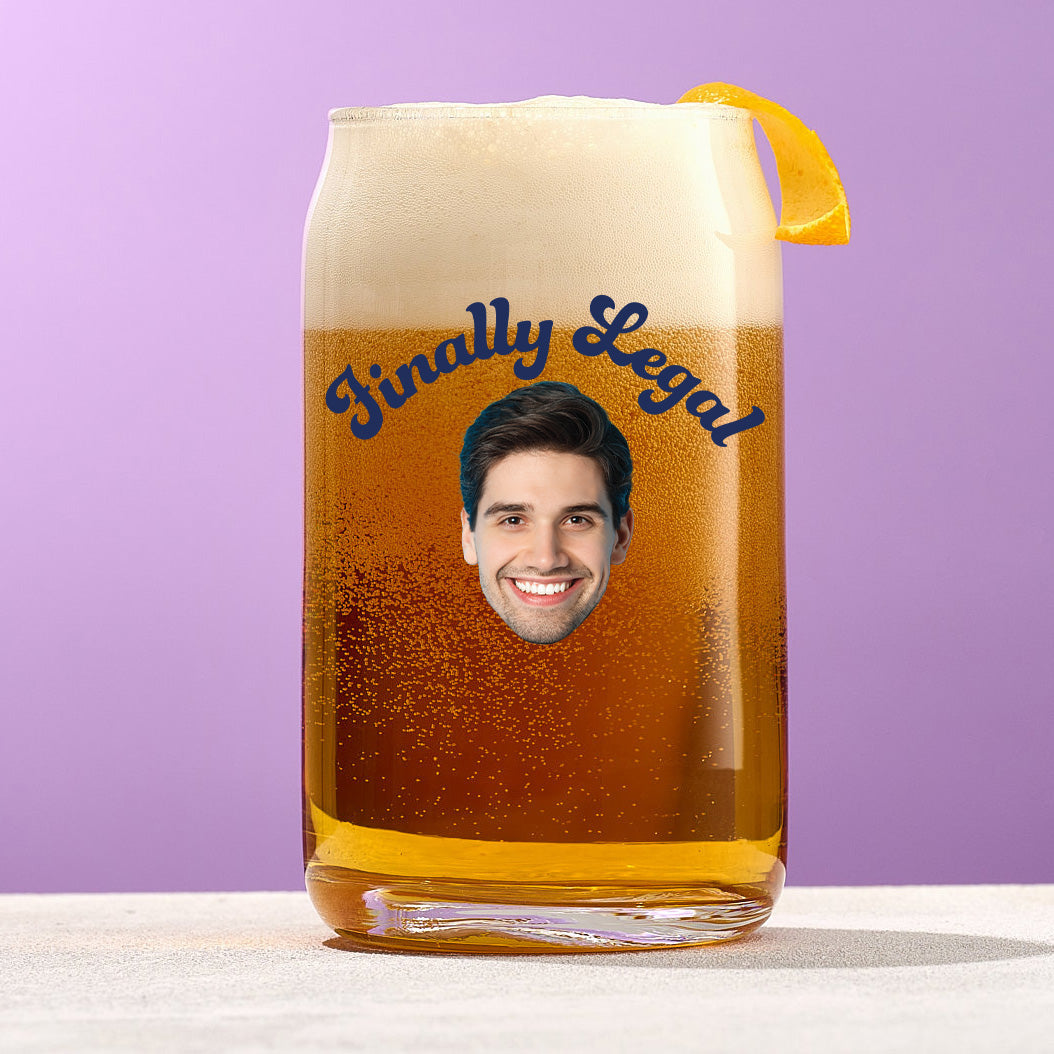 Custom Text and Face Can Glass – Personalized Everyday Sipper