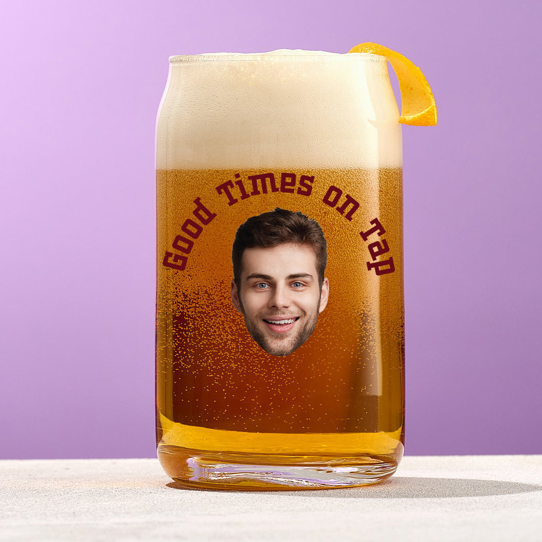 Custom Text and Face Can Glass – Personalized Everyday Sipper