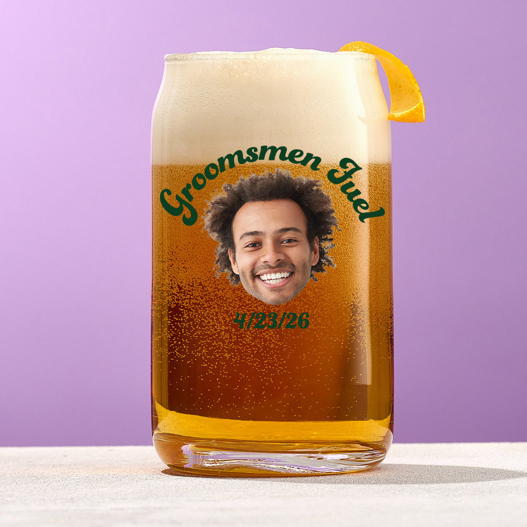 Custom Text and Face Can Glass – Personalized Drinkware for Every Vibe