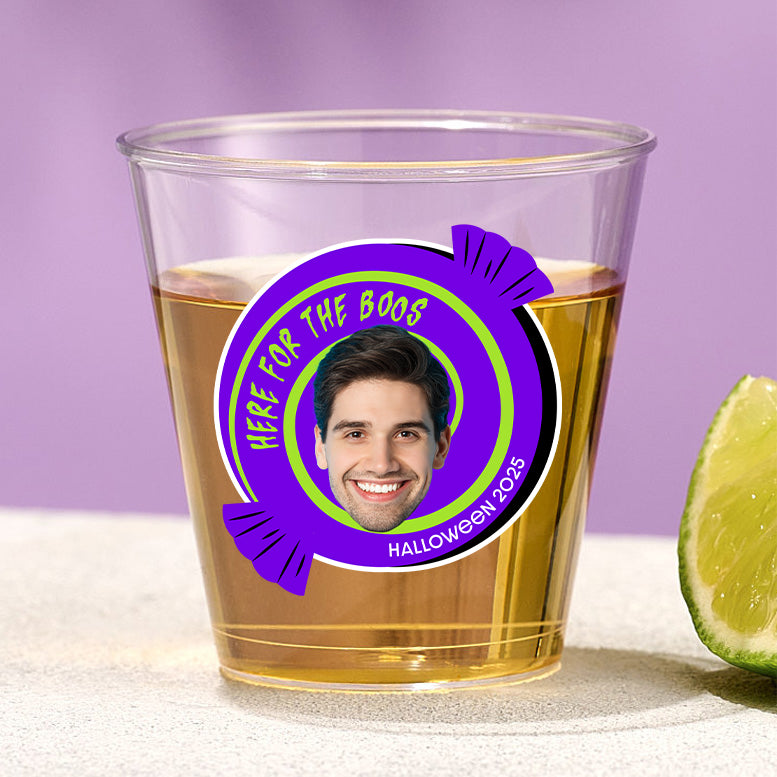 Here for the Boos – Plastic Halloween Shot Glass