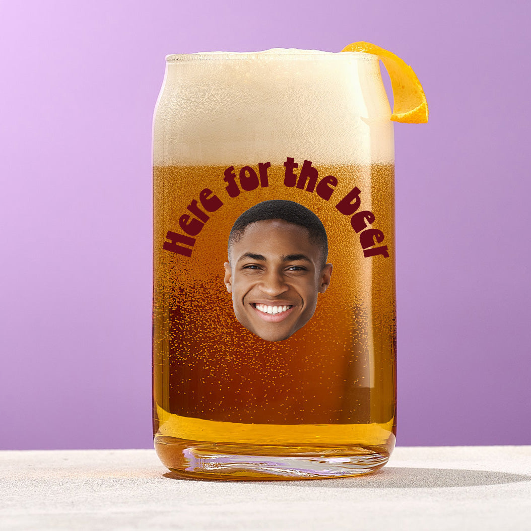 Custom Text and Face Can Glass – Personalized Drinkware for Every Vibe
