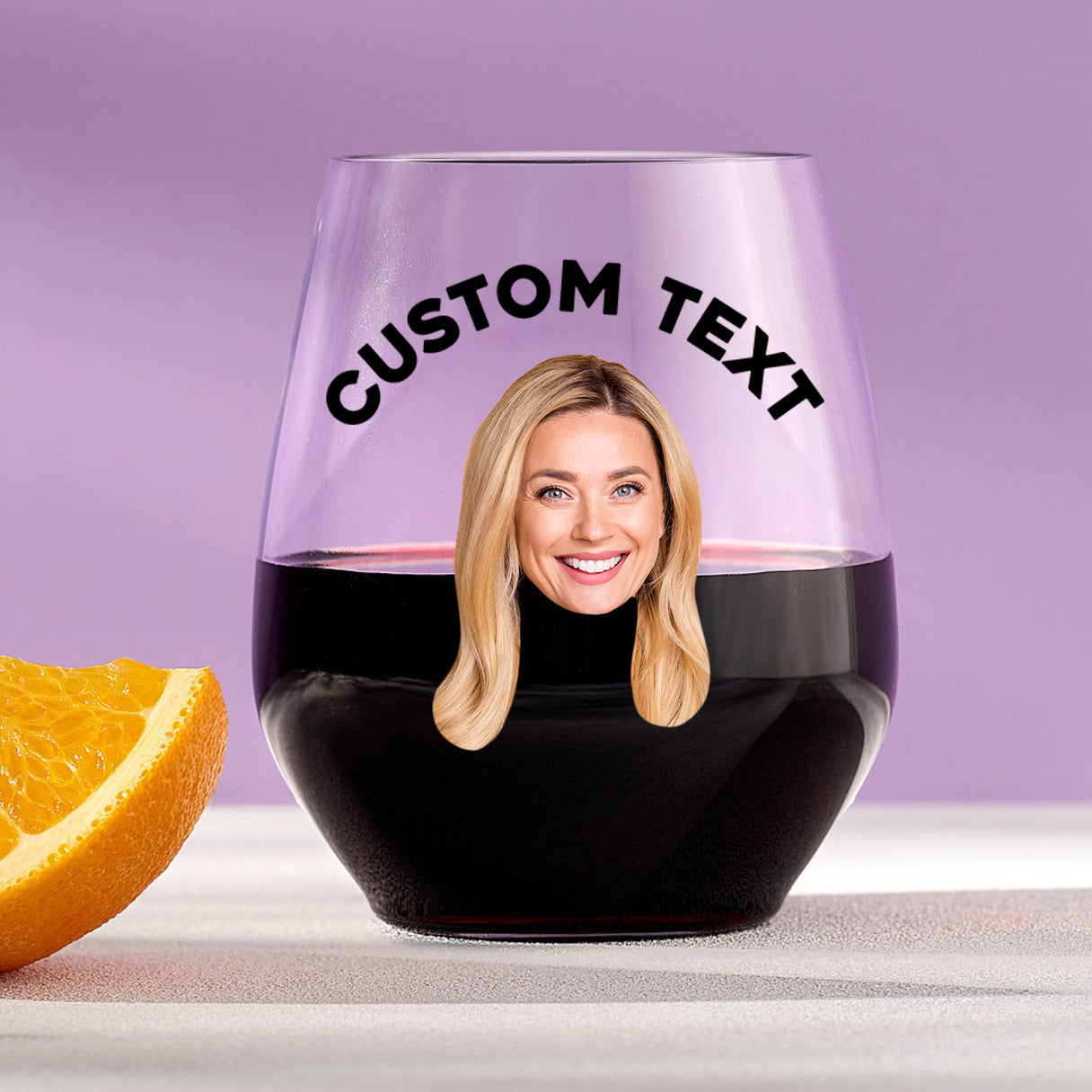 Custom Text And Image Plastic Stemless Wine Glass