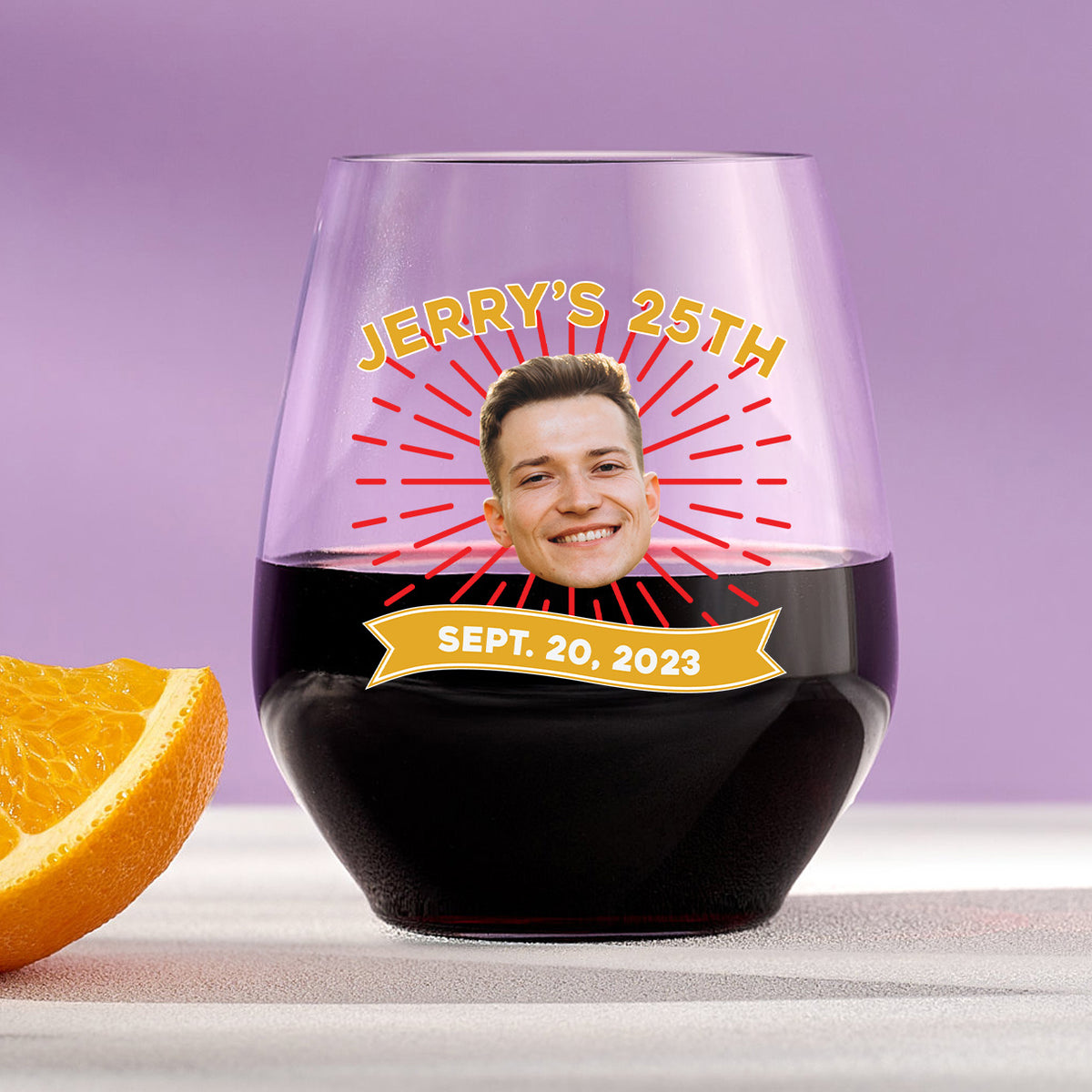 Birthday Logo With Custom Image Plastic Stemless Wine Glass