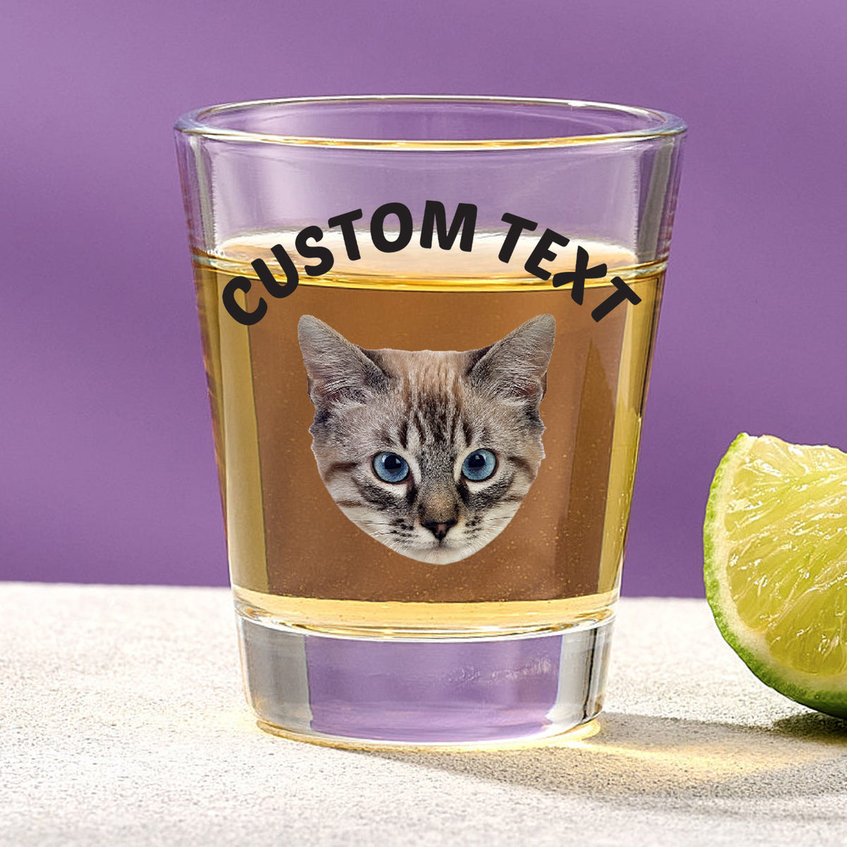 Pet Image Shot Glass With Custom Text