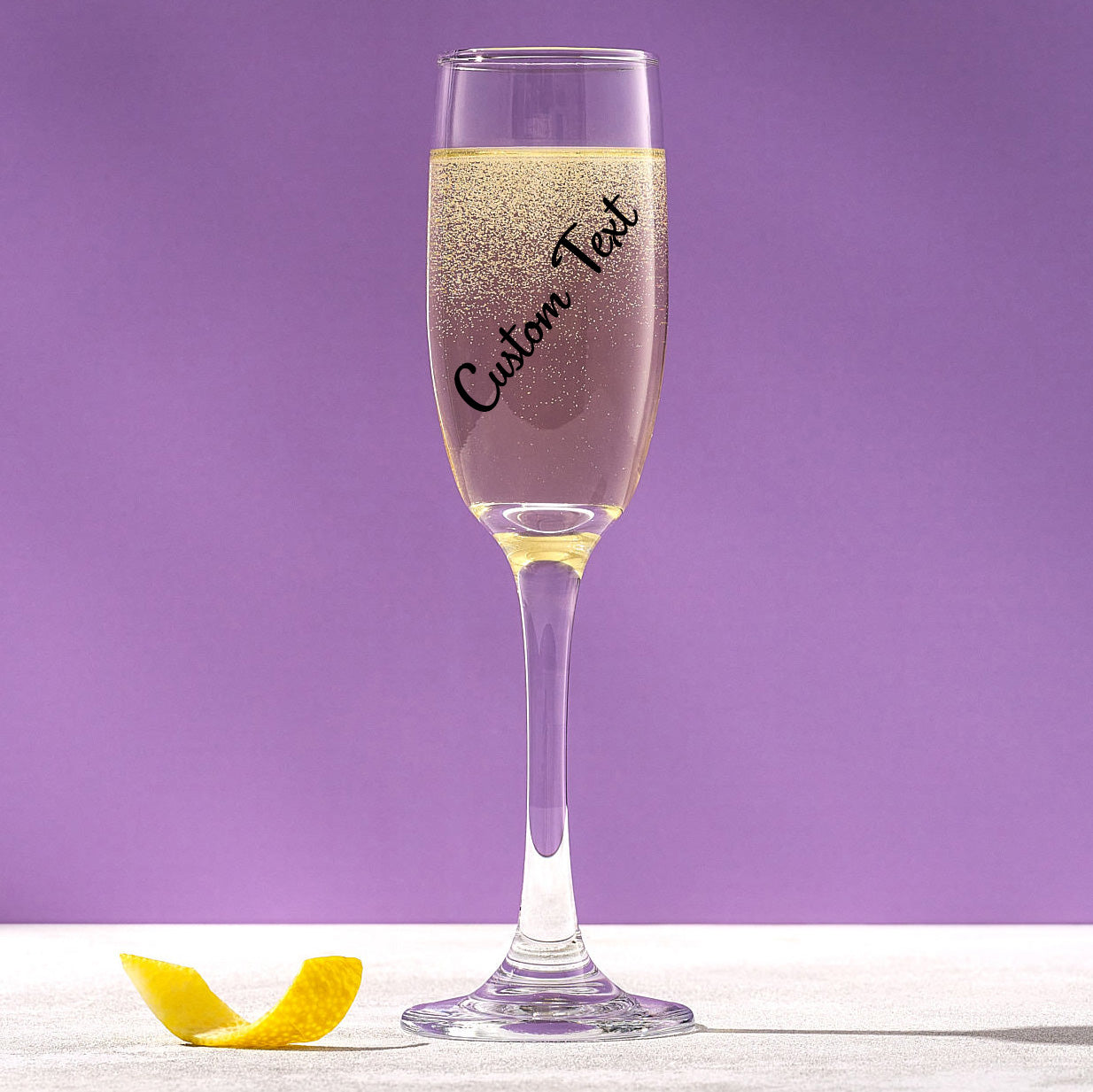 Custom Text Stemmed Champagne Flute