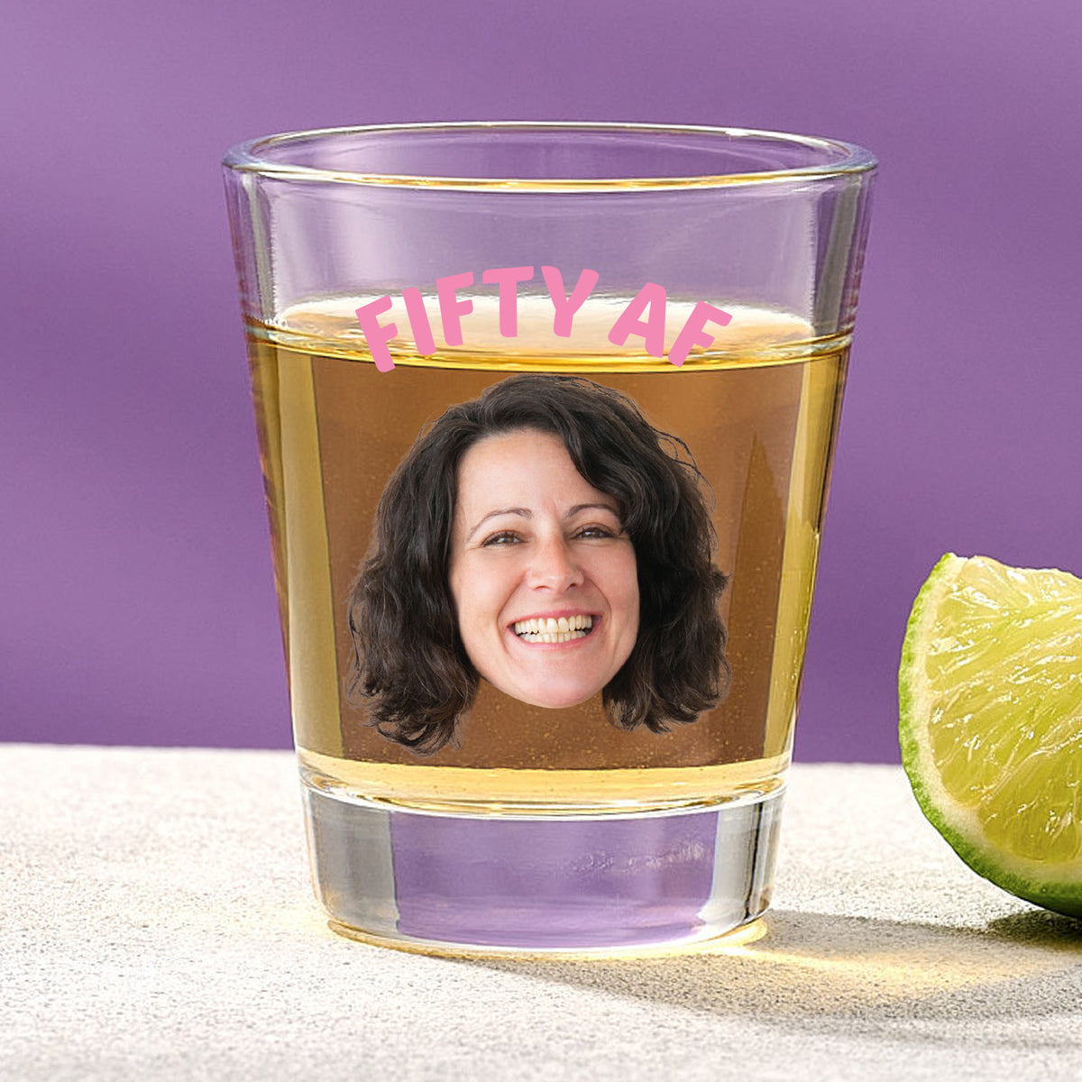 Fifty AF Shot Glass With Custom Image