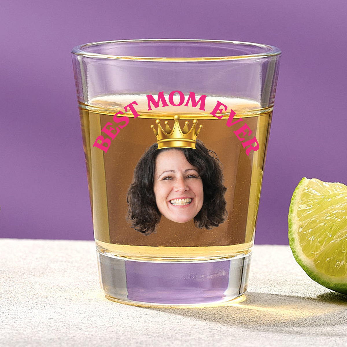 Best Mom Ever Floral Shot Glass With With Custom Image