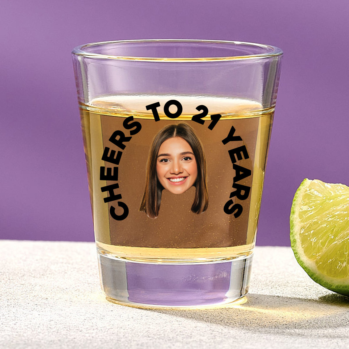 Cheers to 21 Shot Glass With Custom Image