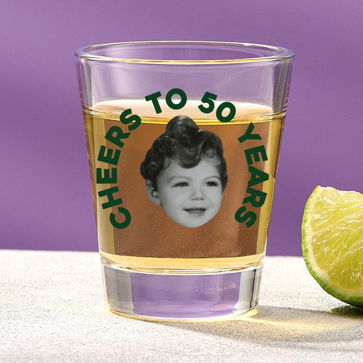 Cheers to 50 Shot Glass With Custom Image