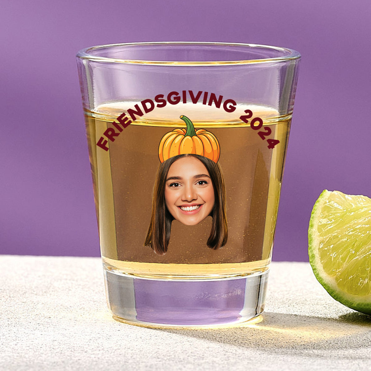 Pumpkin Friendsgiving Shot Glass With Custom Image