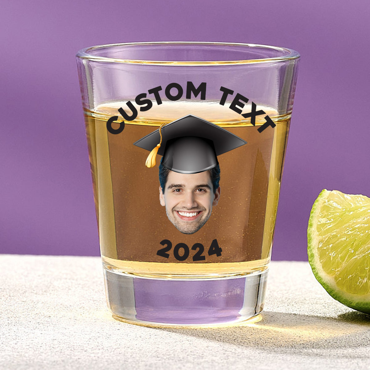 Graduation Cap Shot Glass With Custom Image And Text