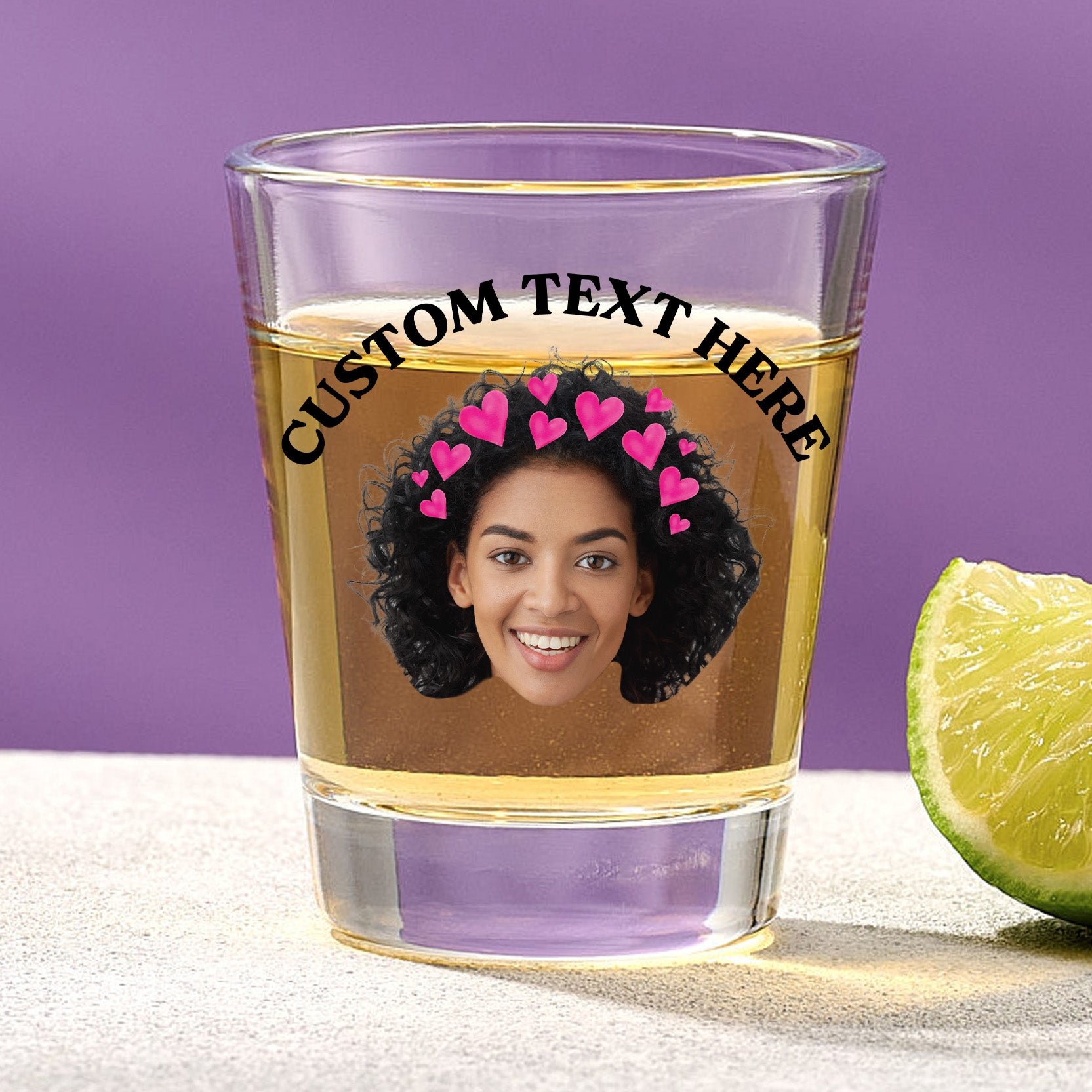 Heart Crown Shot Glass With Custom Image And Text