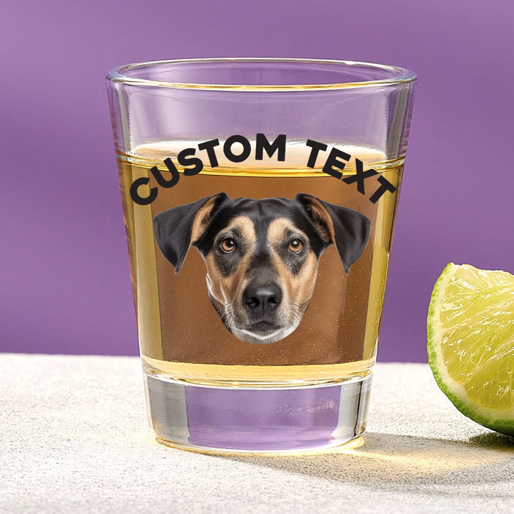 Pet Image Shot Glass With Custom Text