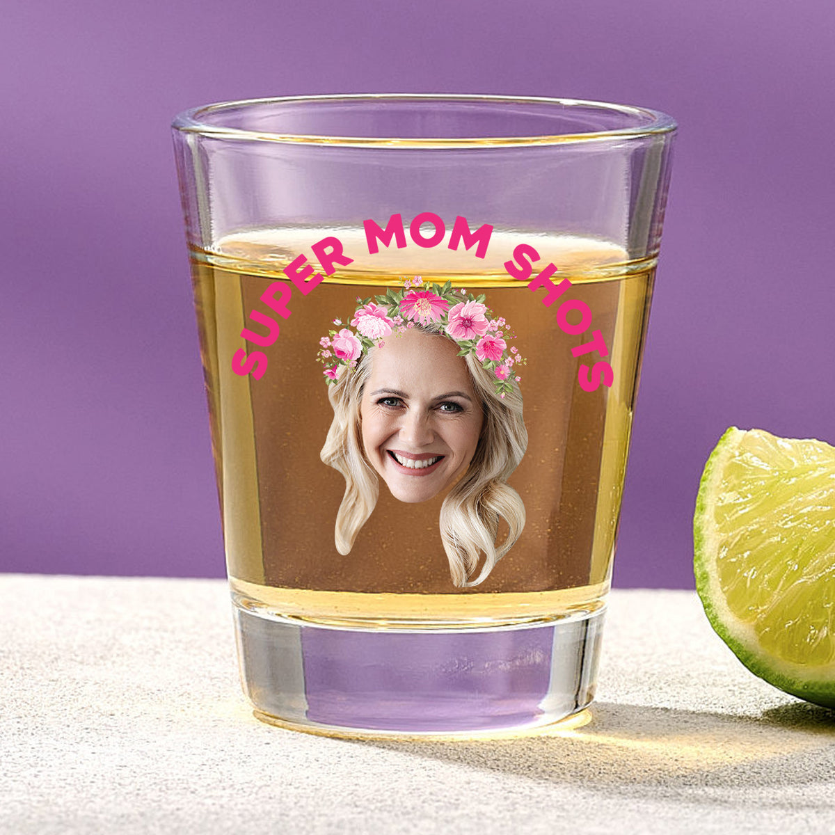 Super Mom Shots Shot Glass With Custom Image