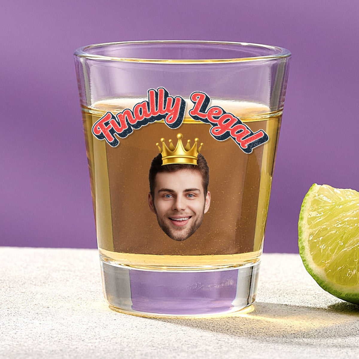 Retro Finally Legal Shot Glass With Custom Image