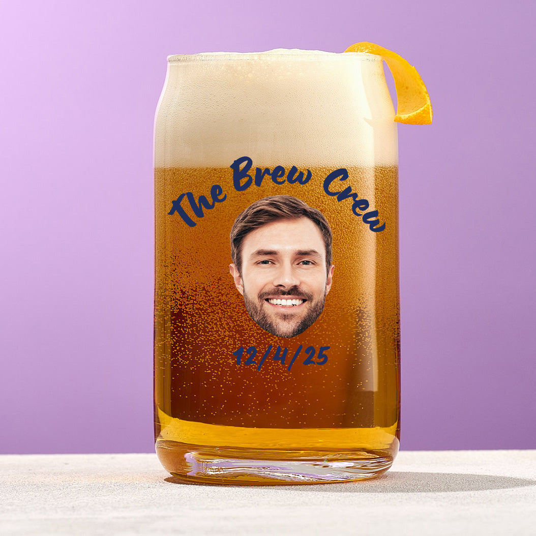 Custom Text and Face Can Glass – Personalized Drinkware for Every Vibe