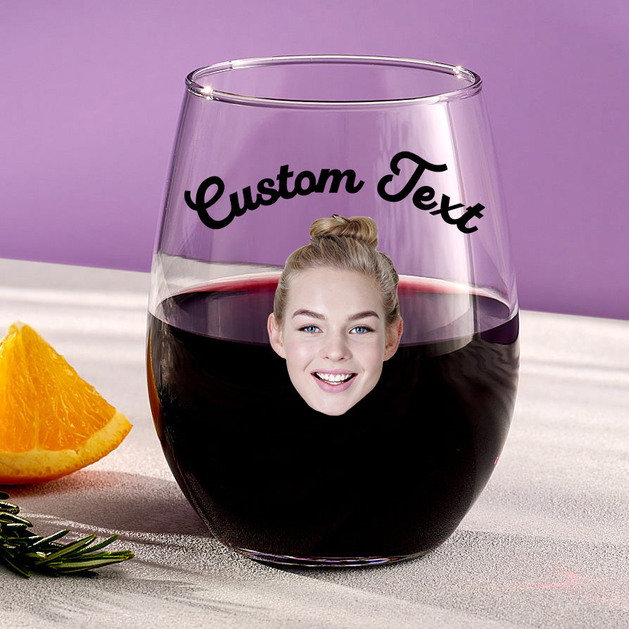 Custom Text And Image Stemless Wine Glass