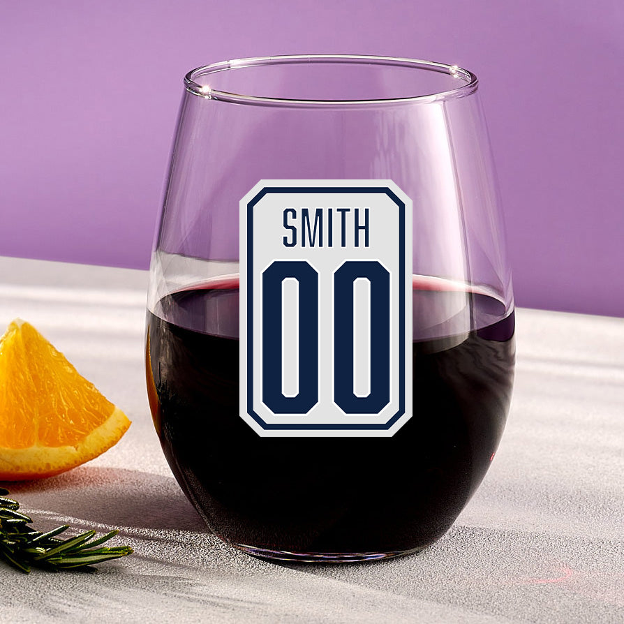 Jersey Badge – Stemless Wine Glass